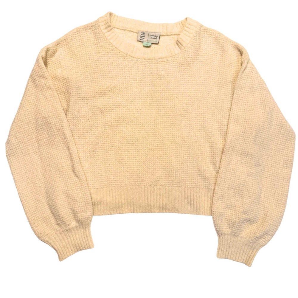 Saturday Sunday Anthropologie women’s Cropped Sweater, Cream, Size Large